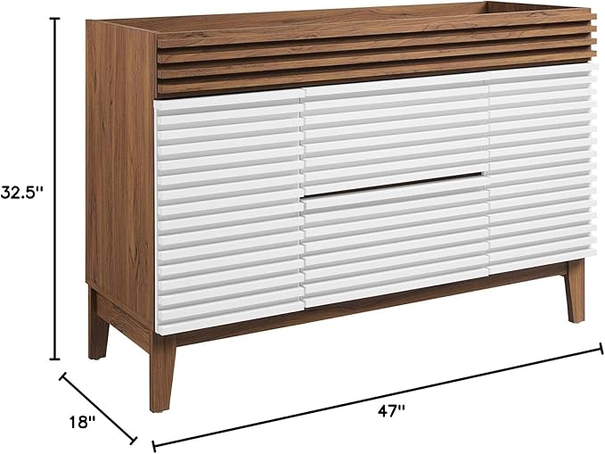 Modway Render 48" Single Sink Compatible (Not Included) Bathroom Vanity Cabinet in White Walnut