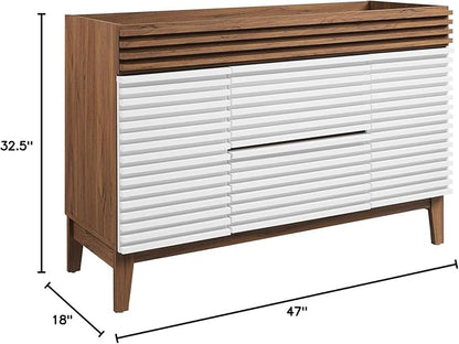 Modway Render 48" Single Sink Compatible (Not Included) Bathroom Vanity Cabinet in White Walnut