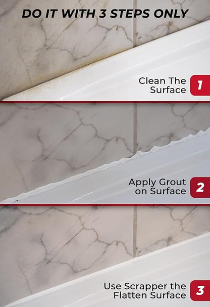 Grout Repair Kit, White, Fast Drying Sealer, 8.8 oz | Tile Filler; Restore & Renew