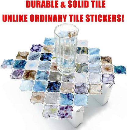 STICKGOO Arabesque Tile Peel and Stick Backsplash, 12”X12” Self Adhesive Wall Tiles (Pack of 10, Thicker Design) (Multi)
