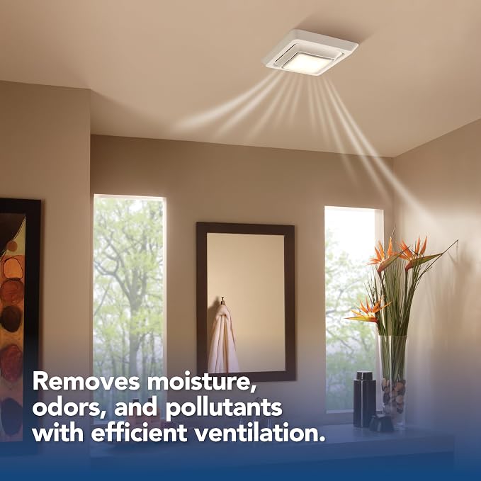 Broan-Nutone Bathroom Exhaust Fan, 50 CFM with LED Light, Louvered Grille, Energy Star Fan, 2.0 Sones