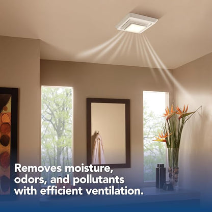 Broan-Nutone Bathroom Exhaust Fan, 50 CFM with LED Light, Louvered Grille, Energy Star Fan, 2.0 Sones