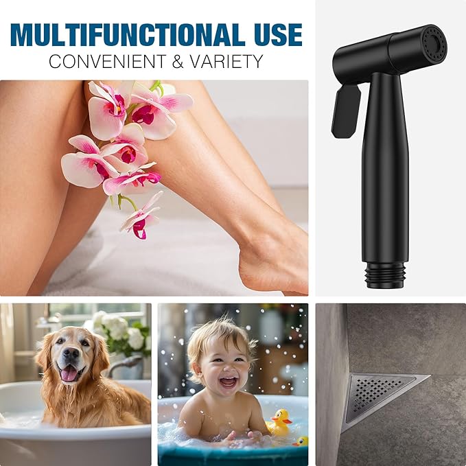 FREDI Bidet Sprayer for Toilet - Handheld Sprayer Kit, Adjustable Pressure, Stainless Steel, Easy to Install (Matte Black)
