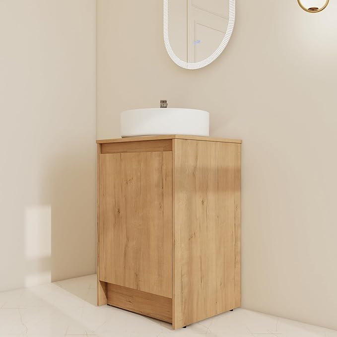 20'' Freestanding Bathroom Vanity with Sink, 20 Inch Floor Stand Cabinrt Set, Modern Vanity Cabinet with Soft-Closed Door, Space Saving Design for Small Bathroom, White Ceramic Basin
