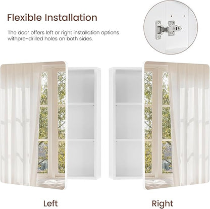TEENFON Medicine Cabinet Mirror with 2 Adjustable Shelves, Bathroom Mirror with Storage, Recessed or Wall Mount Bathroom Cabinet, White