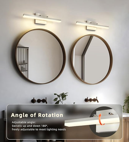 Brushed Nickel Vanity Lights - Dimmable 5CCT Bathroom Lighting Fixtures Over Mirror, Adjustable Angle Wall Light, 15.75" Long 12W LED Bar Light