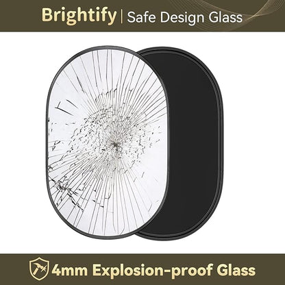 Brightify Black Oval Mirror for Wall 30x42 Inch, Metal Framed Bathroom Vanity Mirrors, Modern Pill Mirror for Bedroom Living Room Wall Decorative Hang Vertical and Horizontal