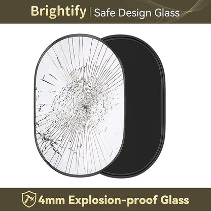 Brightify Black Oval Mirror for Bathroom 26x38 Inch, Metal Framed Bathroom Vanity Mirrors, Modern Wall Mirror for Bedroom Living Room Wall Decorative Hang Vertical and Horizontal