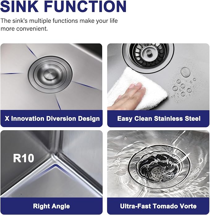 VAPSINT 22x18 Inch Drop In Kitchen Sink, 22 Inch 16 Gauge T304 Stainless Steel Topmount Small Kitchen Bar Sink, Handmade Single Bowl Outdoor RV Laundry Utility Prep Sink with Basket Strainer