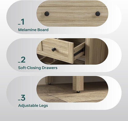 30 Inch Bathroom Vanity with Sink, Farmhouse Storage Cabinet with Drawers & Open Storage Shelf, Easy Assembly, Adjustable Feet, Oak