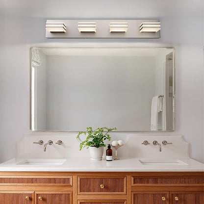 4-Light LED Brushed Nickel Vanity Lights for Bathroom Light Fixtures Adjust 3 Colors Modern Bath Lighing Over Mirror LED Vanity Light 27inch