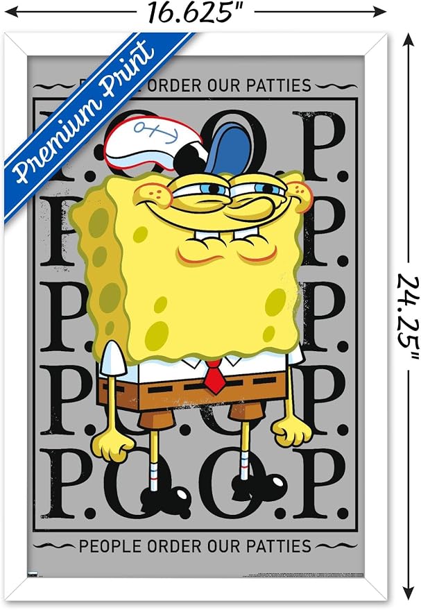Trends International Nickelodeon Spongebob - P.O.O.P. Wall Poster, 22.4L x 14.7W, White Framed Version