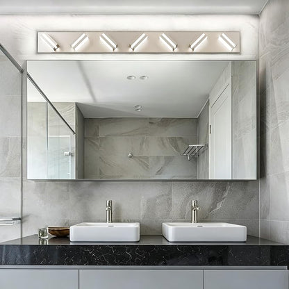 Bathroom Lights Fixtures Over Mirror, 360°Rotate Modern LED Vanity Lights for Bathroom, 56W Dimmable & High CRI Acrylic Wall Lighting, No Assembly Required (Brushed Nickel, 7-Light, 42 Inch)