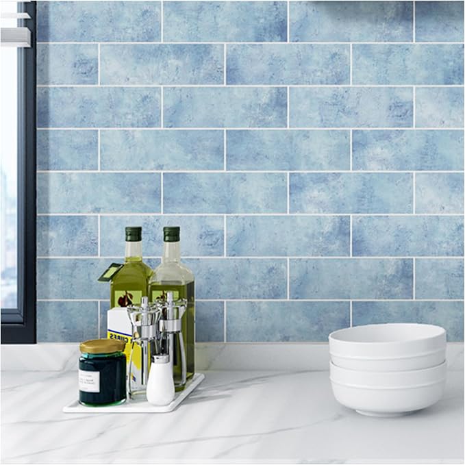 Tilingview 30 PCS Peel and Stick Backsplash Tile for Kitchen/Bathroom/Living Room, 3"x 9" Self-Adhesive Subway Tile for Backsplash, Imitation Glazed Tiles/Handmade Tiles (Matte Sky Blue)