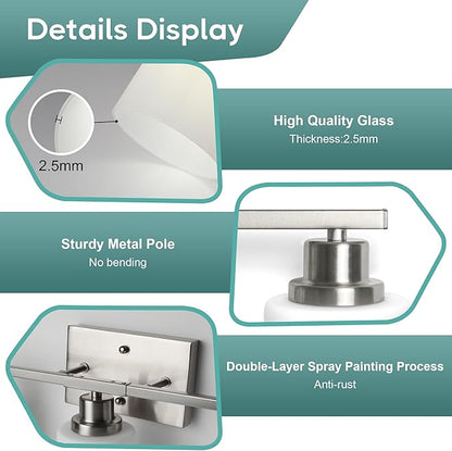 Ascher Bathroom Light Fixtures, 5-Light Vanity Light Over Mirror, Brushed Nickel Wall Sconces with Milky White Frosted Glass Shades, Wall Lamp for Living Room Bedroom, E26 Base(Bulbs Not Included)