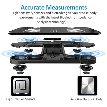 FITINDEX Scale with BMI, Body Fat, Muscle Mass, Smart Scale for Body Weight, Bluetooth, Digital, Sync with App, User Health Equipment | Body Composition Scale for Body Weight, High Accuracy for Weight Loss, Batteries Included, Multi-User Support, Home Use