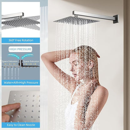 Modern Shower Faucet with 10 Inch Rain Shower head Shower System and Handheld Shower Combo,2-Function Shower Fixtures Included Shower Trim Kit (Brush Nickel)