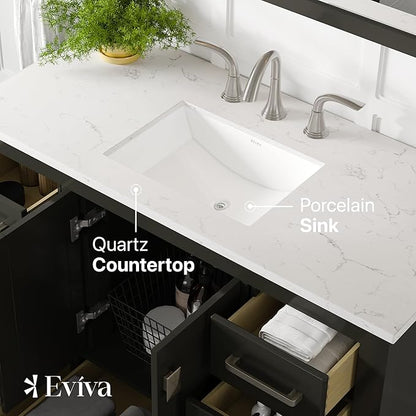 Eviva Aberdeen 42 in. Espresso Single Sink Bath Vanity with Carrara Quartz Top and Undermount Porcelain Sink