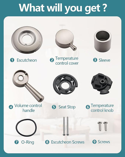 Shower Trim Kit Compatible with Delta 17& 1700 Series, Shower Cover Plate with Handle, Brushed Nickel(Valve& Catridge Not Inclued)