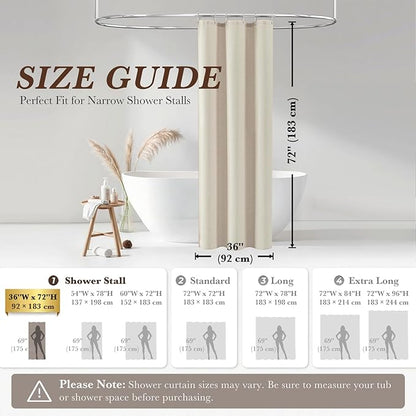 Seasonwood Beige Linen Shower Curtain Farmhouse Bathroom Decor 36x72 Inches | Boho Bathroom Decor,12 Sturdy Stainless Steel Sliding Hangers,Rustic Country Style,Linen Shower Curtains for Bathroom