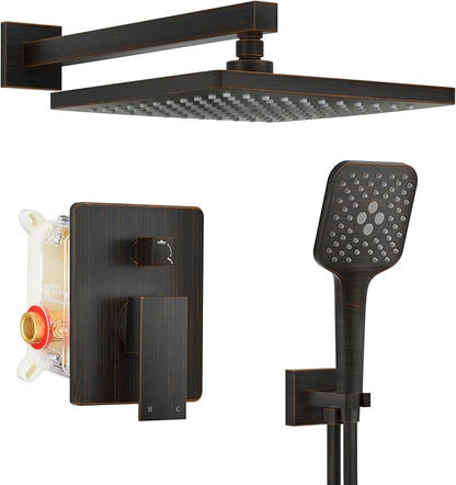 Gabrylly Rain Shower Head with handheld Shower System, Shower Faucet Set with High Pressure 10" Rain Shower head Set, 2 Way Shower Valve Kit, Oil Rubbed Bronze