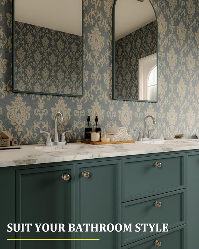 Brushed Nickel Bathroom Faucet 3 Hole, Evolvegoods 4 Inch Stainless Steel Bathroom Sink Faucet, 2 Handle Centerset Faucet for Bathroom Sink Vanity, with Pop Up Drain and 2 Supply Hoses