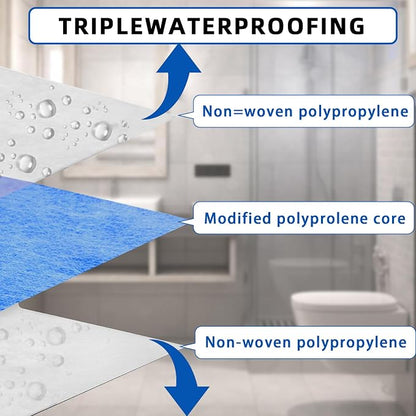 Shower Waterproofing Membrane Roll, 5 in x 100 Ft, 42 Sq Ft | Blue HDPE roll for shower membrane seams, corners and wall-to-floor joints; bonds with thin-set mortar for a secure install