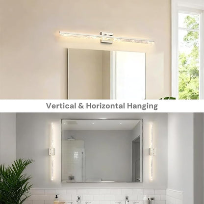 L LOHAS LED 48 Inch Nickel Vanity Light Bar Over Mirror Marble Acrylic 3CCT | Modern Bathroom Lighting With Marble Acrylic Shade, Adjustable LED Mirror Light Fixture for Indoor Wall Applications