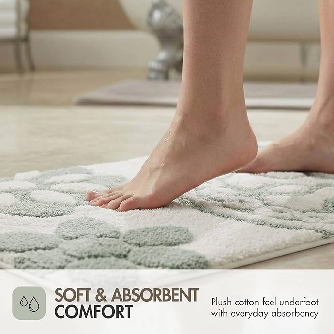 Madison Park Casablanca 100% Cotton Tufted Bathroom Rugs Luxurious Plush Medallion Floral Pattern Bath Mat Absorbent, Quick Dry, Spa Design Shower Room Décor, Rectangle 20" x 30", Sage Green