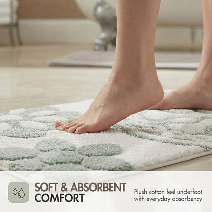 Madison Park Casablanca 100% Cotton Tufted Bathroom Rugs Luxurious Plush Medallion Floral Pattern Bath Mat Absorbent, Quick Dry, Spa Design Shower Room Décor, Rectangle 25" R, Sage Green