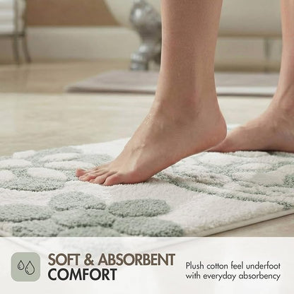 Madison Park Casablanca 100% Cotton Tufted Bathroom Rugs Luxurious Plush Medallion Floral Pattern Bath Mat Absorbent, Quick Dry, Spa Design Shower Room Décor, Rectangle 25" R, Sage Green