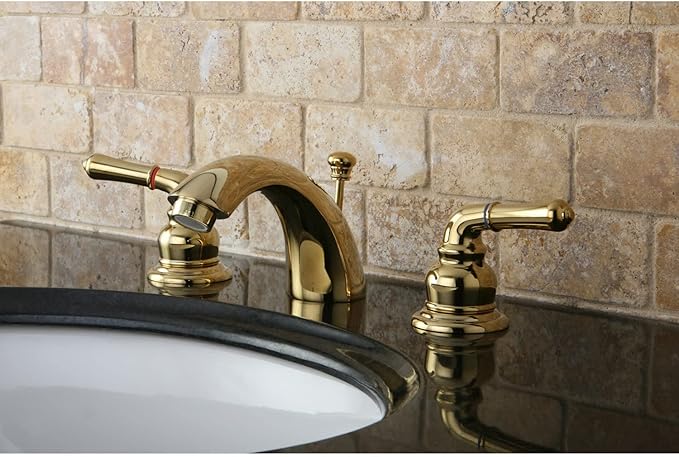 Kingston Brass KB954 Magellan II 4-Inch to 8-Inch Mini Widespread Lavatory Faucet with Metal lever handle, Polished Brass, Polished Chrome (Not CA/VT Compliant)