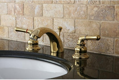 Kingston Brass KB954 Magellan II 4-Inch to 8-Inch Mini Widespread Lavatory Faucet with Metal lever handle, Polished Brass, Polished Chrome (Not CA/VT Compliant)