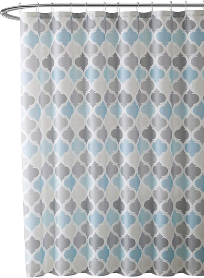 VCNY Home Universal Bathroom Fabric Shower Curtain for Men or Women: Muted Tones of Blue and Grey (Conrad Multi)