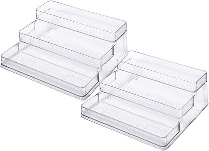 SIMPLEMADE 3-Tier Spice Rack Organizer - Versatile Storage Shelf for Kitchen, Bathroom, Bedroom & Office, Set of 2, Clear