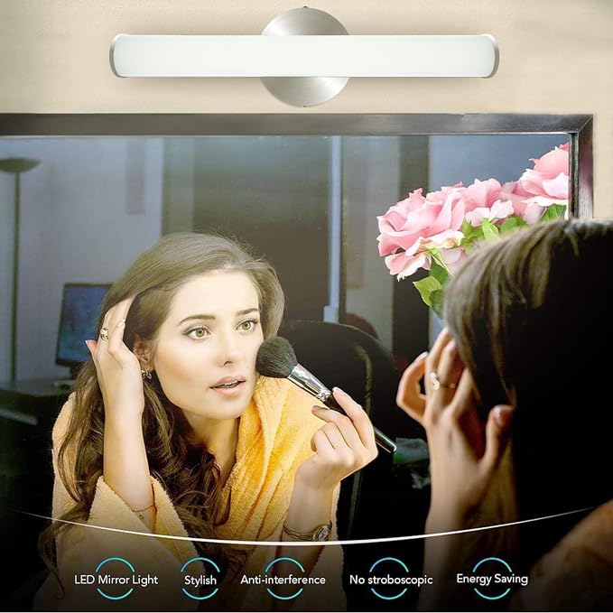 LED Vanity Light, 12W 17.3in Bathroom Vanity Lamp 1200LM Bathroom Lighting Fixture Wall Lamp Make-up Mirror Front Light, 4000K Natural White
