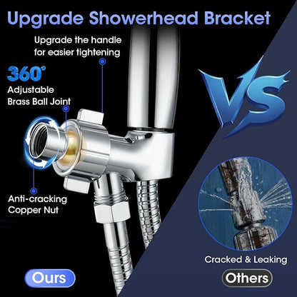 Shower Head with Handheld, High Pressure 10 Spray Modes, Chrome | Built-in Pause Function, Power Wash Mode, Anti-Clog Nozzles, 71 Inch Stainless Steel Hose, Adjustable Overhead Bracket
