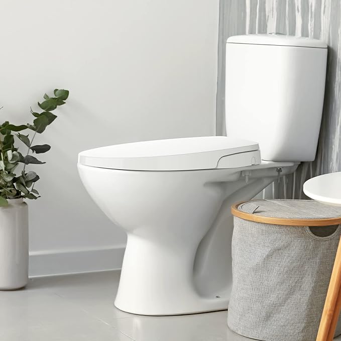 Garvee Non-Electric Bidet Toilet Seat for Round Toilets – Dual Nozzle System, Manual Control, Cold Water Bidet Attachment, Easy to Install, White