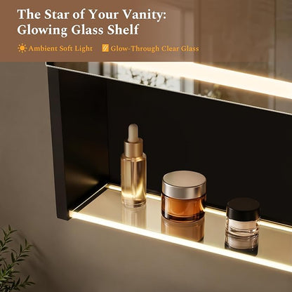 20"×34" Lighted Medicine Cabinet with Mirror Adjustable Brightness 3 Color Temperature Lighting Anti-Fog Sturdy Aluminum led Medicine Cabinet Mirror 2 Socket & 2 USB Ports & Adjustable Shelf