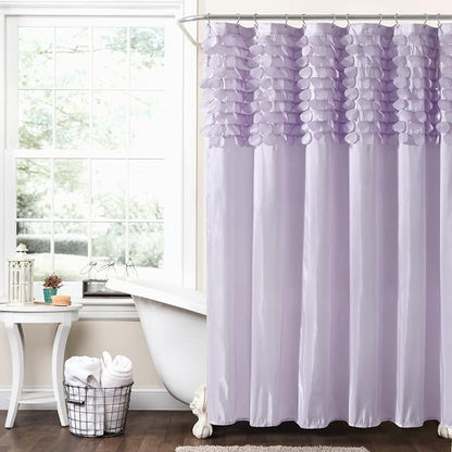 Lush Decor Lillian Shower Curtain Single 72" W x 72" L Lilac - Purple Shower Curtains for Bathroom - Bathroom Curtain - Glam Bathroom Decor