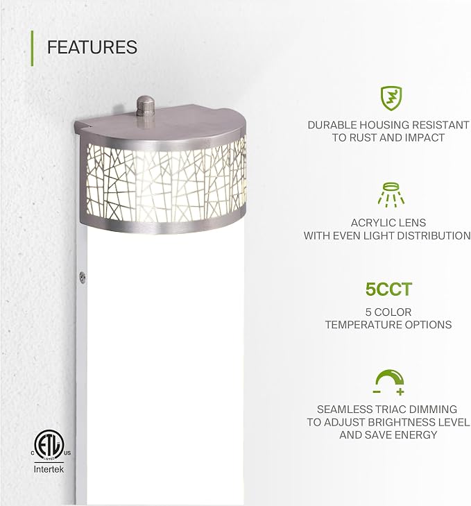 ASD 18 Inch LED Bathroom Vanity Light, 5CCT 2700K-5000K 20W, Dimmable Bathroom Light Fixtures, Modern Vanity Lights for Bathroom Lighting Fixtures Over Mirror, Wall Light Bar, Brushed Nickel, ETL