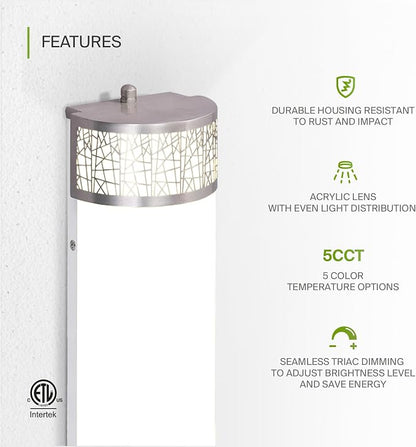 ASD 18 Inch LED Bathroom Vanity Light, 5CCT 2700K-5000K 20W, Dimmable Bathroom Light Fixtures, Modern Vanity Lights for Bathroom Lighting Fixtures Over Mirror, Wall Light Bar, Brushed Nickel, ETL, 4P