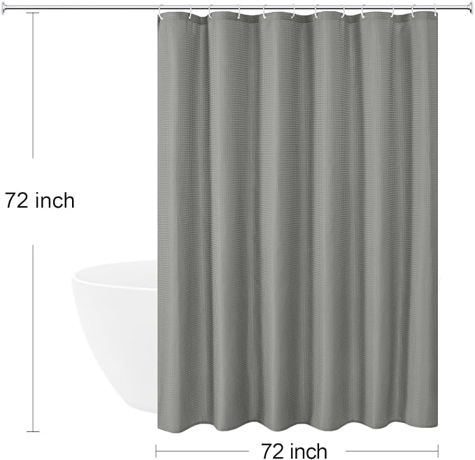230GSM Grey Shower Curtain, 72 X 72 | 230GSM Fabric Shower Curtain for Bathroom - Soft Cloth & Hotel Spa Luxury, Water Repellent, Machine Washable