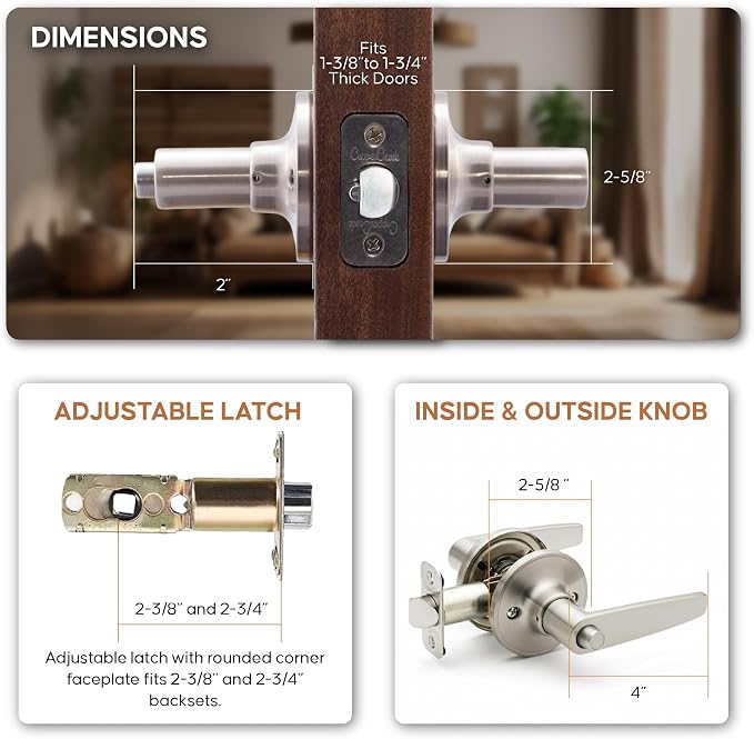 Copper Creek DL1231SS Daley Push Button Privacy Door Lever, Satin Stainless