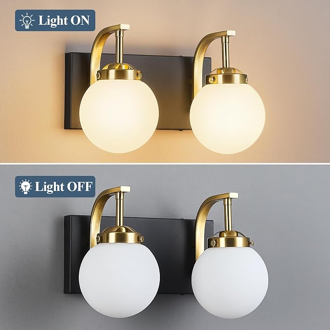 2 Lights Bathroom Vanity Light Fixtures Over Mirror Modern Sand Black Gold Wall Sconce Vanity Light for Bathroom Lighting