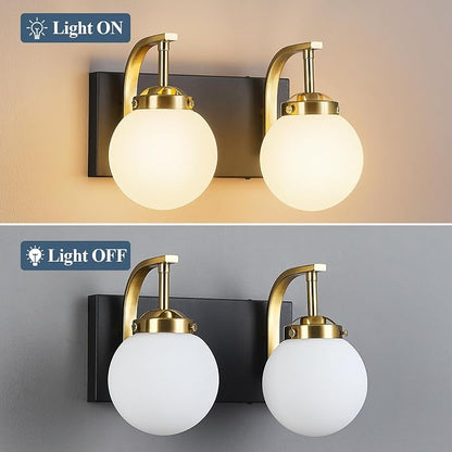 2 Lights Bathroom Vanity Light Fixtures Over Mirror Modern Sand Black Gold Wall Sconce Vanity Light for Bathroom Lighting