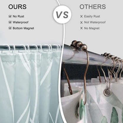 Striped Shower Curtain for Bathroom, Ombre Teal, 72" W x 72" L | with Hooks, Modern Hotel Style, Water Repellent, Washable, Weighted Hem