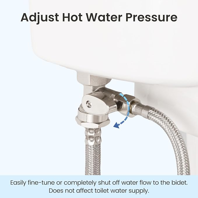 LUXE Bidet 7/8" x 7/8" x 3/8" Nickel Cold Water Shut-Off Valve T-Adapter | Only Compatible with NEO Plus Series Bidet Attachments