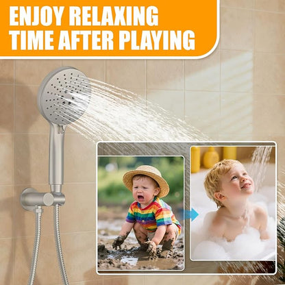 3 Functions Shower System，Modern Three-Setting 10-Inch Round Rain Shower Head and Faucet Set，Shower Faucet Set Complete Rough-in Valve and Trim Kit Included（Brushed Nickel）