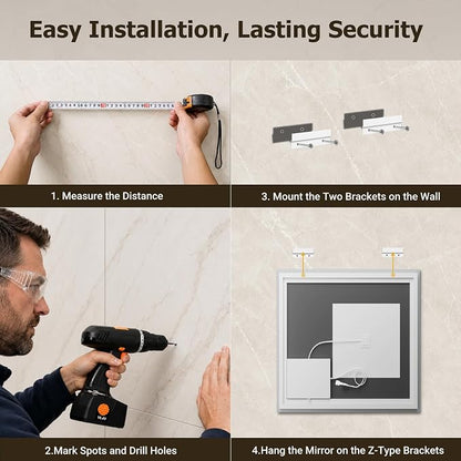 24"x24" LED Bathroom Mirror with Lights, Anti-Fog, Backlit+Frontlit | CRI 95, Stepless Dimmable, 3 Colors Lighting, Shatterproof Tempered Glass, HD Reflection, Memory, (Horizontal/Vertical)